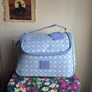 Blue Checkered Cosmetic Bag
